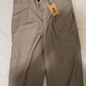 Stussy Striped Volume Pleated Trouser - Light Brown